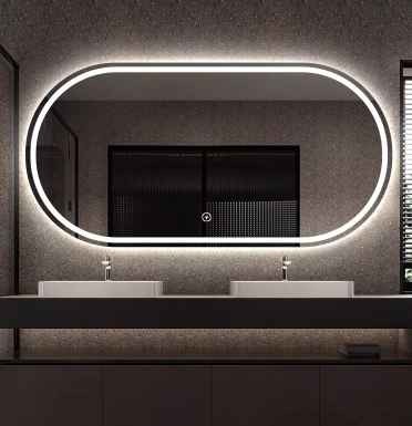 Factory bathroom smart mirror tv with led strip illuminated compact gym workourt fitness mirror