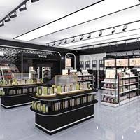 wholesale wooden makeup rack cosmetics display stands counter display designs store shelves vanity makeup table set with lights