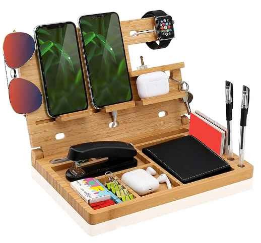 Wholesale Natural Bamboo Wood Foldable Storage Shelves Units Desk And Drawer Organizers For Cellphone Pen Watch Key Stationary