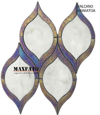 Valcano Krakatoa Stone Glossy Stone iridescent Tile Mosaic For Bathroom Kitchen Backsplash Wall & Floor modern design art tiles