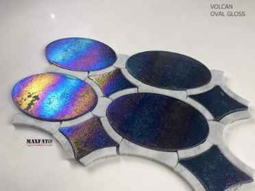 Volcan Oval Glossy Irregular Stone decorative Colored Tiles Mosaic For Backsplash Wall & Floor Glossy Patterned Modern Art tile