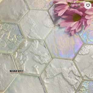 Miracle Hexagon Lavender Modern Iridescent Glass Mosaic Tile New Design luxury Glossy Gradient artistic backsplash kitchen tiles