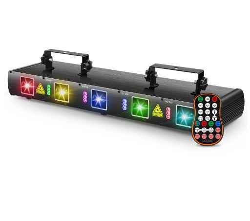 RGBYC Five-hole Laser + LED RGB Stage Light Line Laser Lighting