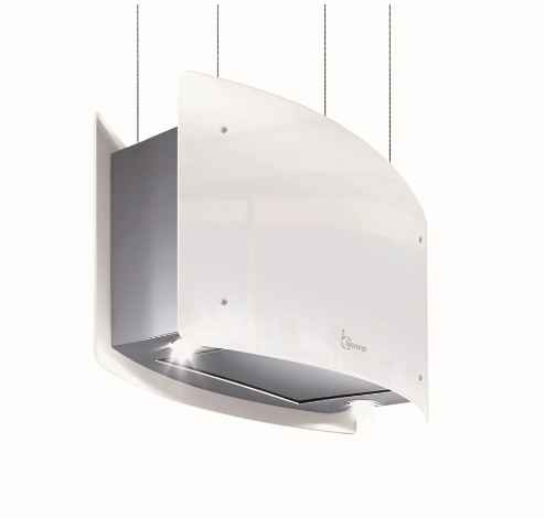 High Quality Made in Italy Design White Glass Steel Hanging Hood Range Hood IDEAL for Kitchen and Cooking