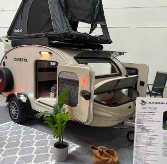 caretta Factory Custom Off Road Small Camper Trailer Teardrop Caravan Max LED Travel Kitchen
