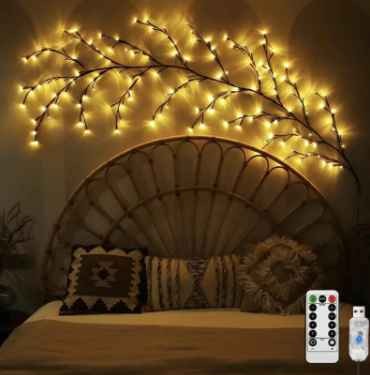 Best Selling Holiday Lighting 8 FT 144 LEDS Flexible Lite Lighted Willow Vine Lights For Walls Living Room Decoration