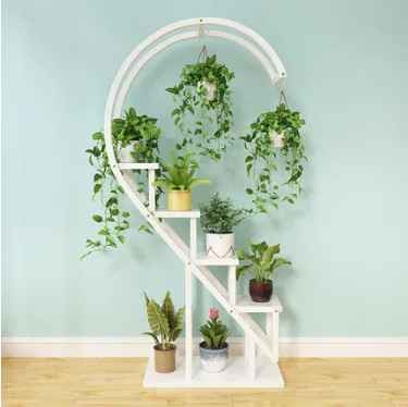 Heart Shaped Flower Stand Living Room Wrought Iron Multi Layer Planter Stand