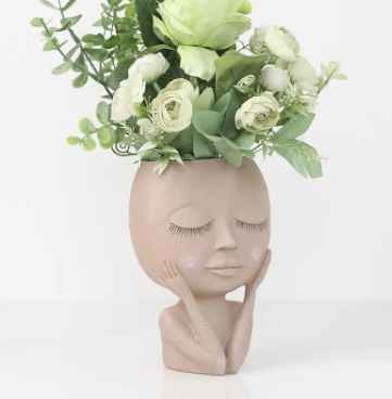 Wholesale Custom Art Statue Sculpture Decoration Nordic Ornament White Resin Flower Pot