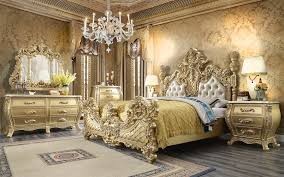 Luxury Classic Jasmine Bedroom Set With Solid Wood Material High Quality Hand Carving And Gold Finish