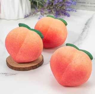Wholesale Kids Bath Products Fizzer Vegan Organic Peach Shaped Bath Bomb