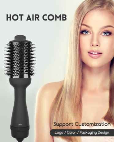 Wholesale Negative Ion Hot Air Hair Brush Comb 4 in 1 Curler Tools Planchas De Pelo