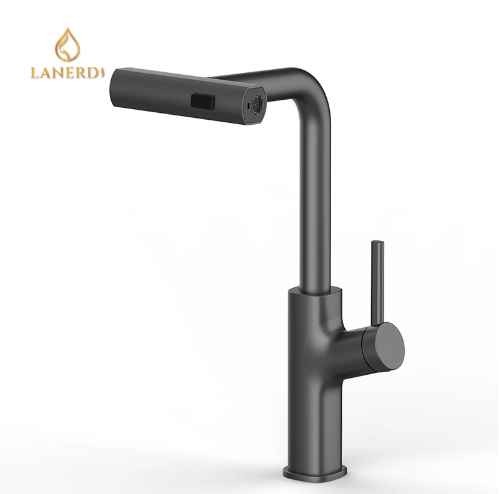 Lanerdi Modern Design Three Function Sprayer Pull Down Kitchen Faucet Brass Kitchen Faucets
