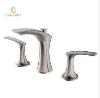 Lanerdi CUPC Certified Brushed Nickel Brass Bathroom Faucet Widespread 8 inches Three Holes Deck Mount for Bathroom