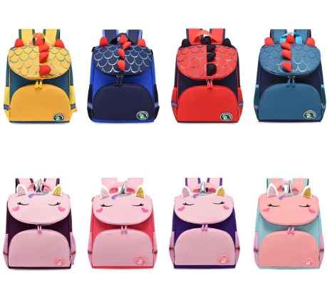2023 New Arrices Cartoon cute dinosaur unicorn schoolbag kindergarten baby waterproof backpack