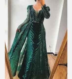 Burgundy/Navy Color Lace Rhinestone 2020 New Arrival Women's Long Sleeve Evening Dresses Fashion Plus Size Dresses Lady Gowns