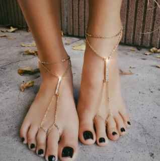 Newest Barefoot Sandals Fashion Foot Chain Jewelry Anklet With Toe Ring In Body Jewelry Foot