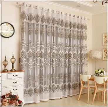 96 inch elegant jacquard fabric embroidered double layer ready made blackout window curtains for the living room bedroom