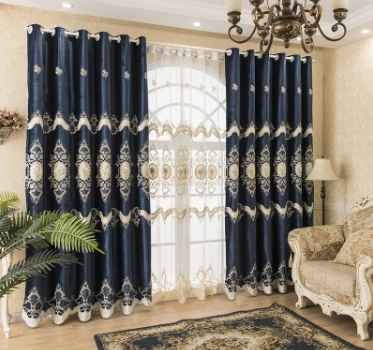 Europe and America's top luxury 4D jacquard villa curtains for Bedrooms with high quality embroidered tulle for Living Room