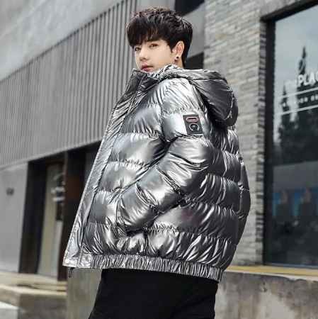 High Quality Reflective Glossy Black Blue Silver Bubble Puffer Coat Jacket men's good quality coats