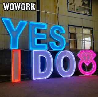 2023 WOWORK wholesale led large giant light up RGB neon marquee letters lights for wedding party props decoration