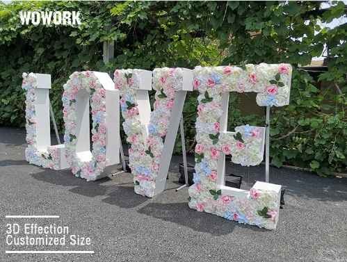 2023 WOWORK customization 4ft height Floral marquee letter 18 numbers of DIY FLOWER LETTER decoration for event props