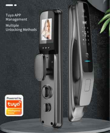 Smart Tuya Wifi Door Lock 3D Face Recognition 4.0-inch Color Screen Fingerprint Password Key Unlock 4200mAH Battery Door Lock
