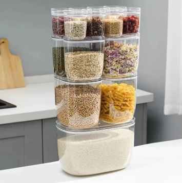Kitchen Pantry Organization Transparent Airtight Food Storage Box & Bins Freshness Preservation Plastic Jar Container Pot