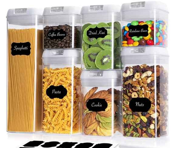 BPA Free Plastic 9 Pieces Pack Food Storage Canister Kitchen Organizes Pot Airtight Cereal Container Set With Lid