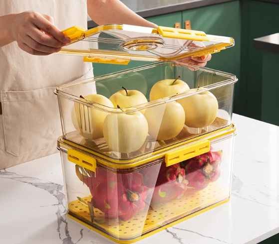 Airtight Pet Plastic Kitchen Fridge Refrigerator Organizer Cabinet Freezer Pantry Storage Container Bins and Boxes with Lid