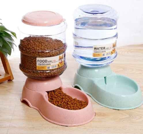 3.8L Dog Automatic Feeders Food Water Pet Feeding Plastic Bowl