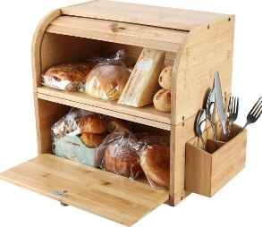 boite A pain Breadbin Wholesales Price Kitchen Wood Bamboo Black Bread Bin panera Bread Storage Box Container for kitchen