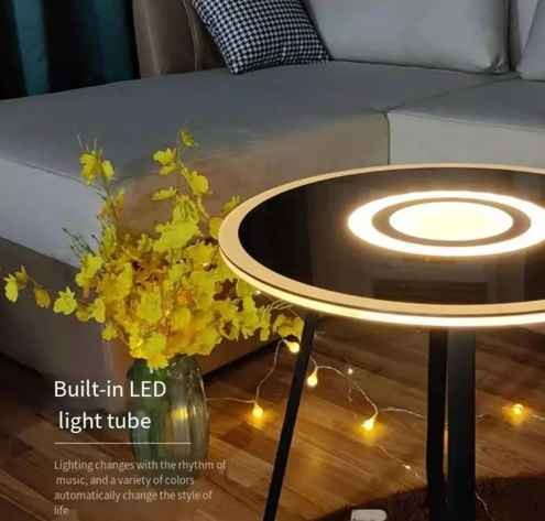 Dropshipping Multi function smart home light large round coffee table touch screen tampered glass bedside coffee table