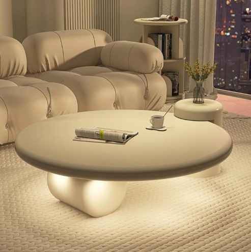 Living Room Black Decor Nordic Round Luxury Set Modern Cloud Cream Coffee Tables For Home