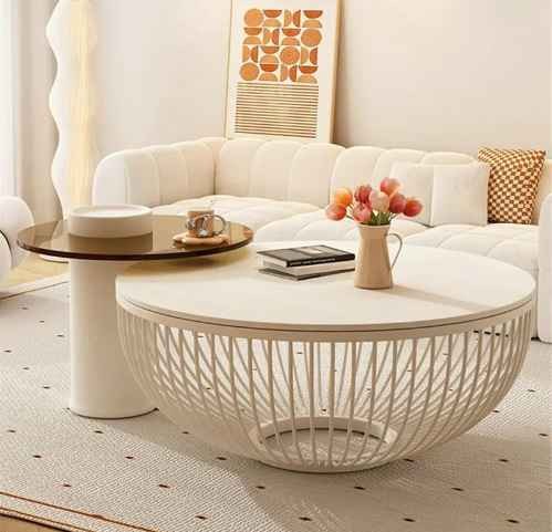 Living Room Black Decor Nordic Round Glass Luxury Wood Set Modern Cloud Cream Coffee Tables For Home