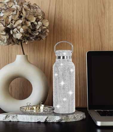 Gift Double Wall Insulated Vacuum Bling Rhinestone Diamond Crystal Water Bottle 500ML 600ML 750ML