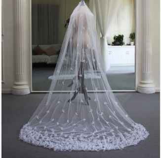 Wedding Accessories For Women White Ivory Bridal Veil Long with Comb Organza Flowers High Quality Floral Shape Luxury Hair wear