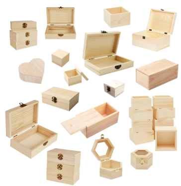 customization Unfinished Wooden Box wholesale different shape solid Wooden Storage Box wooden gift box