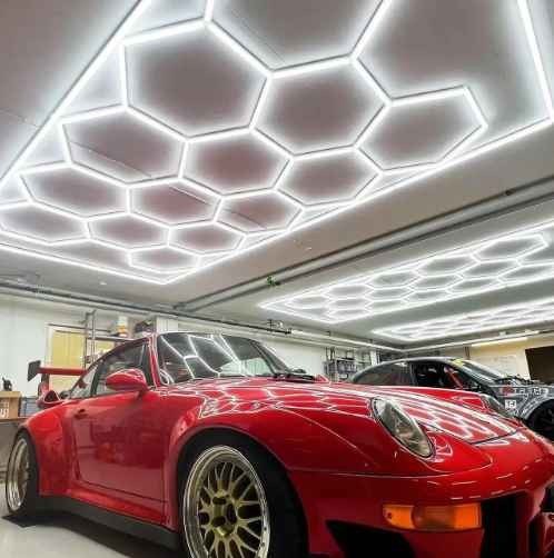 Aoying Dropshipping Honeycomb Auto Car Detailing Work Light Bar Car Wash Station 110V- 240V Garage Ceiling Hexagonal Led Lights