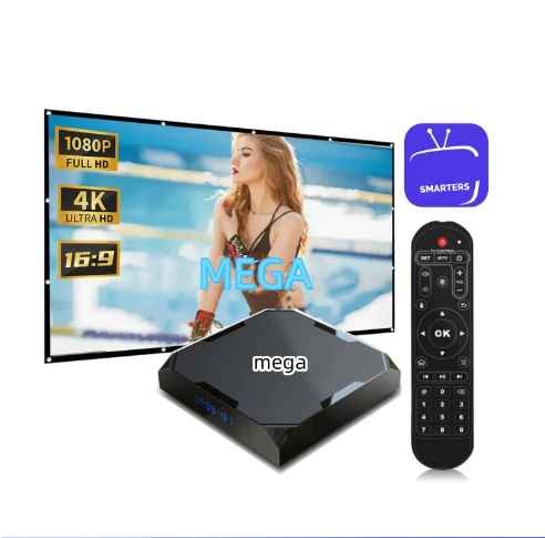 Newest MEGA OTT IPTV Set-top Box 4k List Free Test Android TV Xtream API Smarters Pro TV Box