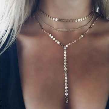 Fashion Layered Gold Crystal Long Chain Necklace For Women Wholesale NS8039415