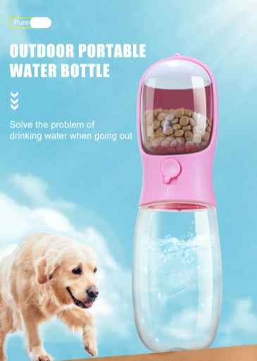 E-commerce hot sale bpa free eco-friendly material 2 in 1 cat water cup pet travel water bottle for dog