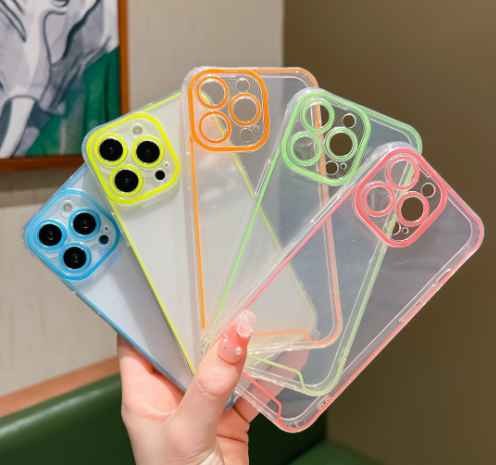Luminous neon Protective TPU Phone Case for iPhone 15 Fluorescent Mobile Phone Cover for iPhone 12 13 14 15