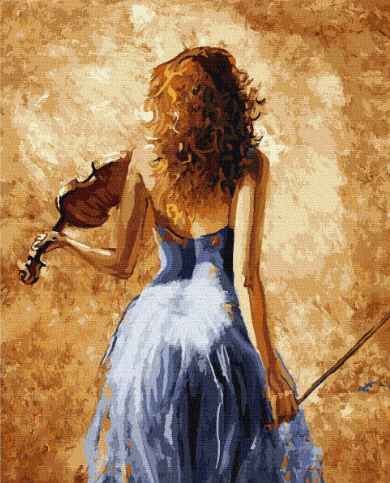 paint boy G452 Playing violin young girl decorative painting 40*50 cm diy adult painting by numbers girl back painting