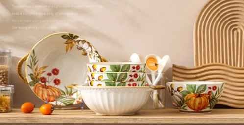 Pumpkin Dinnerware Set Ceramic Cutlery with Hand-painted Exquisite Creative Household Tableware modern design