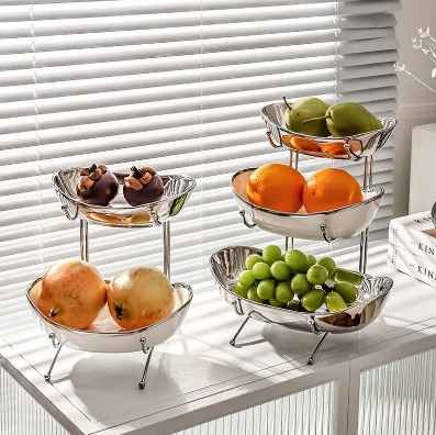 Cake Stand Set Round Metal Cake Stands Multi-Layer Light Luxury Ceramic Fruit Plate For Wedding Event Birthday Party