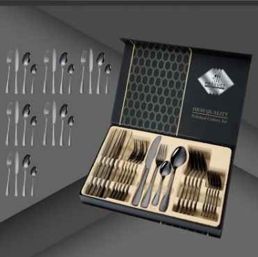 Hot sale knife spoon fork set gold cutlery 24pcs stainless steel flatware sets cutlery set for wedding
