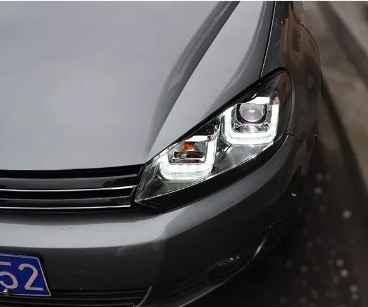 HeadLight Xenon Assembly Tuning Light Double U shape High And Low Integration Double Lens Modified For Golf 6 2010-2013