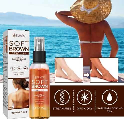 EELHOE Streak-Free Quick-Dry Soft Brown Original Refreshing Summer Beach Natural Bronze 2-Phase Super Instant Tanning Oil Spray
