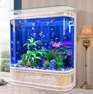 Top Filter Curved Corner Round Ultra White Fiberglass Fish Tank Of Aquaculture Intelligent goldfish tank factory