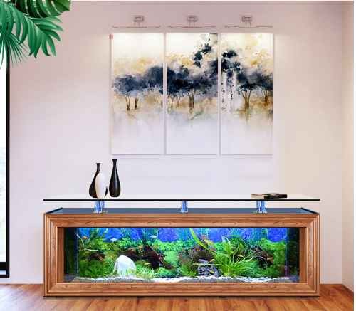 Customized large transparent cube with led lighting TV stand table display fish tank aquarium